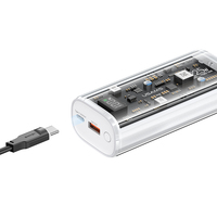 USAMS Produk Terbaru US-CD189 PD20W+QC3.0 Dual-port Layar Digital Transparan Power Bank Pengisian Cepat -- Seri BJ 9000mAh