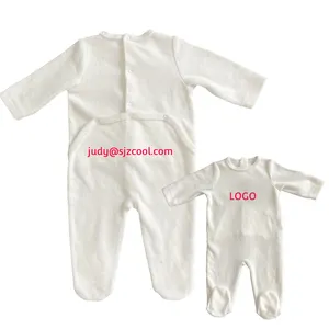 Tùy chỉnh nhung nhung quần áo trẻ em đồ ngủ trở lại Snap trở lại bé chân onesie unisex trẻ sơ sinh bé Rompers