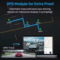 Caméra de tableau de bord GPS Wifi 4K 10 pouces Écran tactile Caméra de rétroviseur de voiture Double caméra Rétroviseur de voiture DVR Double objectif Avant et arrière Caméra de tableau de bord 4K
