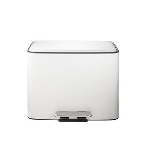 ถังขยะรีไซเคิลแบบสองช่องเปิดปิดด้วยเท้า สำหรับใช้ภายในอาคาร รูปทรงสี่เหลี่ยมผืนผ้า สีขาว เทา เงิน ความจุ 2 กก. - Product Image 4