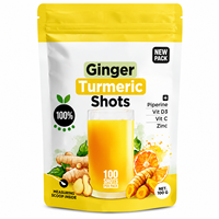 Poudre de gingembre et curcuma en shot, marque privée OEM, avec piperine, vitamines C, D3 et zinc pour le soutien immunitaire et antioxydant, 100g