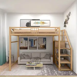 OEM ODM Manufacturer Single Queen King Dorm Adult Student Metal Bed Frame Adult Loft Bed School Home Hotel Hostel Use Bunk Bed