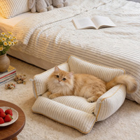Nouveau Nid pour Chat en Velours Côtelé, Maison pour Chat Multifonctionnelle, Lit pour Animaux de Compagnie à Double Usage (Voiture, Voyage, Intérieur), Toutes Saisons, Fournitures pour Animaux, Lit pour Chat