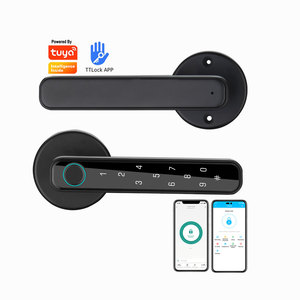 Empreinte digitale mot de passe en alliage de Zinc poignée intelligente serrure Tuya ou Ttlock App bouton de porte numérique serrure Rfid carte clé poignée de verrouillage électrique - Product Image 1