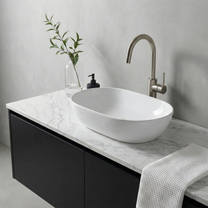 Plan de travail en marbre de quartz artificiel anti-taches et non poreux pour table à manger, îlot de cuisine, meuble-lavabo de salle de bain - Product Image 2