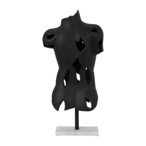 Scultura Astratta in Metallo con Torso Traforato, Base in Marmo, Pezzo d'Arte Moderna per Arredamento - Product Image 4