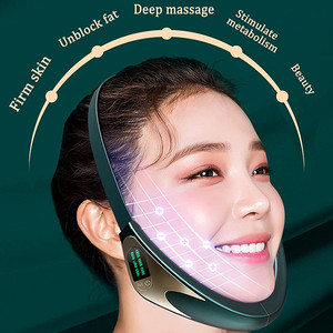 Masajeador eléctrico que moldea la cara en V, instrumento de belleza que moldea la doble barbilla, con control remoto, antiarrugas, rojo, azul - Product Image 2