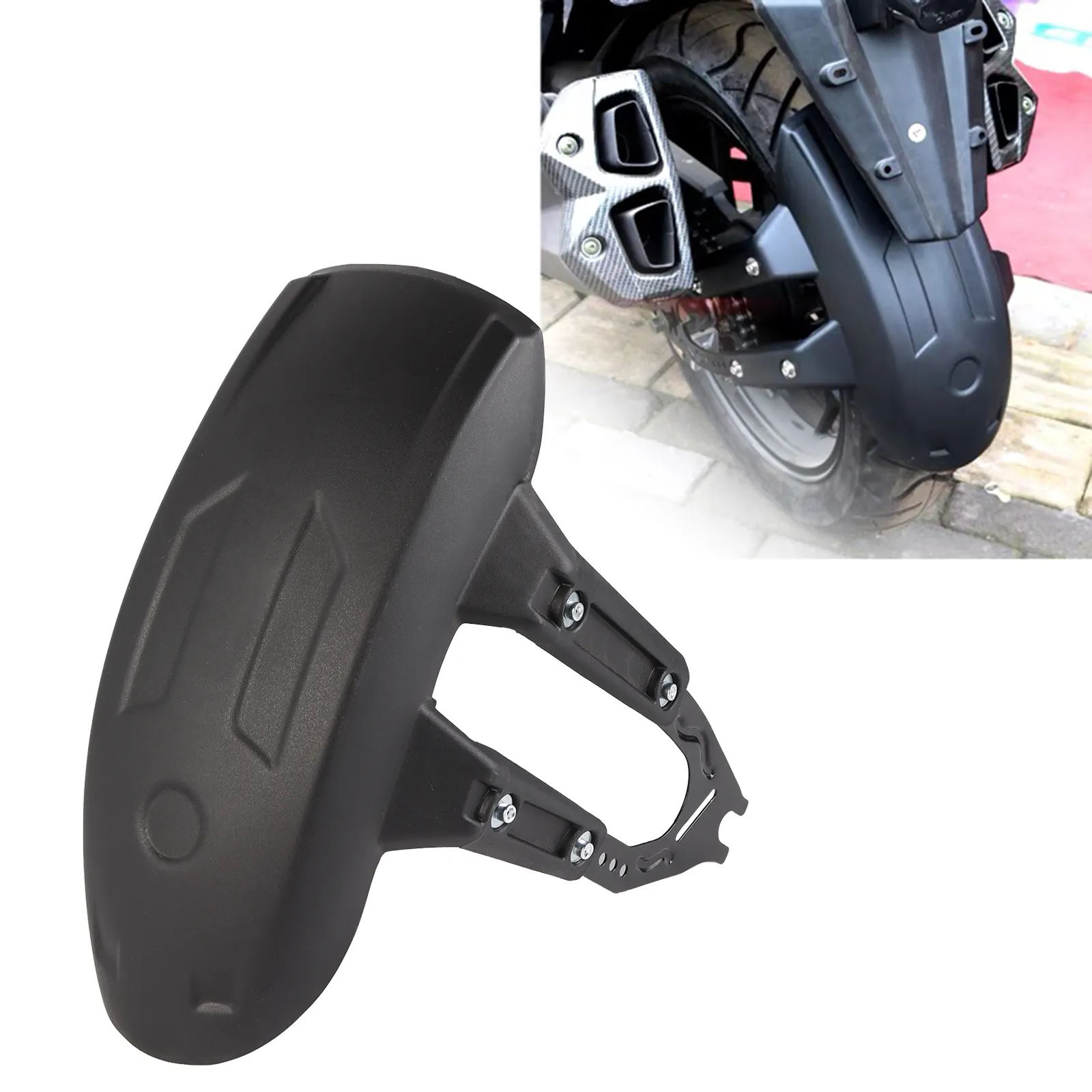 Acessórios para motor guarda-lamas universal para motocicletas, tampa plástica para pára-lamas traseiro, preto com suporte