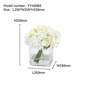 Table basse, bureau, arrangement de fleurs artificielles avec <span class=keywords><strong>vase</strong></span>, pivoine, hortensia, petite rose - Product Image 6