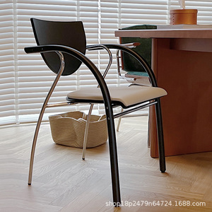 Fauteuil rembourré minimaliste moderne, siège noir, chaise de salle à manger pour adultes - Product Image 4