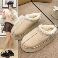 Bottes de Neige d'Hiver pour Femme, Semelle Épaisse Moelleuse, Fourrure Synthétique, Daim, Antidérapantes, Peluche Chaude pour Pantoufles pour Dames