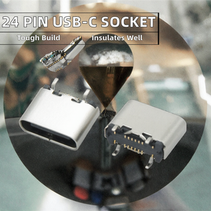 <b>USB</b> Type C Vertical Female Connector SMT <b>Socket</b> for Electronic Appliances 5A Rated Copper Contact PC Housing Material - Product Image 3