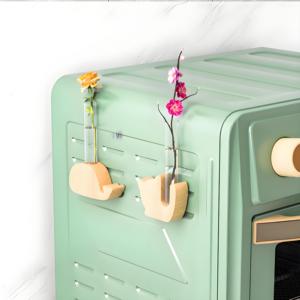 Mini Vase mural décoratif <span class=keywords><strong>Art</strong></span> déco en <span class=keywords><strong>bois</strong></span> massif Porte-fleur mural Station de propagation des plantes comprend un aimant pour réfrigérateur en verre - Product Image 3