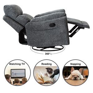 Sillón Reclinable Giratorio <span class=keywords><strong>de</strong></span> 360 Grados, Sillón Reclinable <span class=keywords><strong>de</strong></span> Tela Acolchada con Respaldo Ajustable para Sala <span class=keywords><strong>de</strong></span> Estar - Product Image 6
