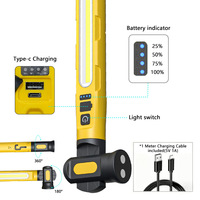 Nouvelle lampe de travail d'urgence multifonctionnelle magnétique avec batterie externe COB et crochet pour camping en ABS