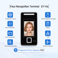 Control de Acceso y Asistencia con Reconocimiento Facial 3D y Huella Dactilar EY-K6, Impermeable, WiFi, TCP, Reinicio, Software Gratuito, SDK, Logotipo OEM