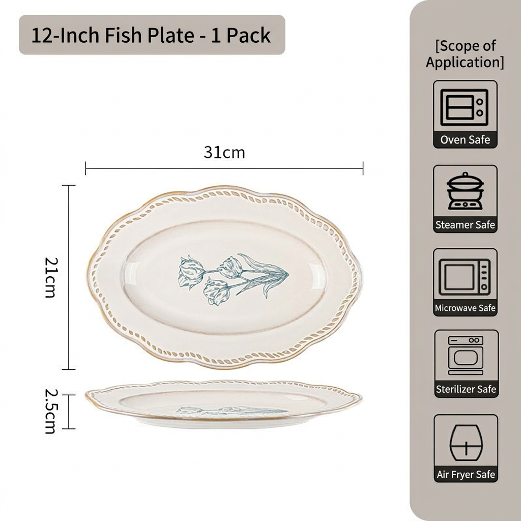 Tulip dinnerware-12-inch oval plate