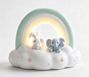 ไฟกลางคืนเรซิ่นรูปบ้านนางฟ้าพร้อมกระต่ายและช้าง - Product Image 4