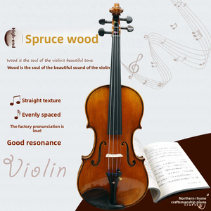 Violon acoustique 4/4, table en épicéa massif, dos en érable, touche en ébène, cordes en acier, finition laquée, construction en bois - Product Image 4
