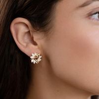 personalisierbar psj eleganz Opal-Blütenstock-Ohrringe Sterling-Silber 925 Schmuck 14k goldplattiert Blumenohrringe für Damen schmuck