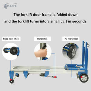Handbediende stapelwagen met handkruk, bagagewagen, handmatige hydraulische heftruck, stapelwagen - Product Image 5