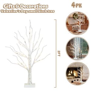 <span class=keywords><strong>Bouleau</strong></span> blanc avec lumières LED, arbre de table à LED, décorations de Noël arbre éclairé pour la décoration intérieure de la cheminée - Product Image 2