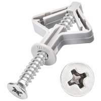 Cheville murale en plastique 6mm 8mm 10mm avec tête fraisée, finition brillante, forte capacité, vis pour cloisons sèches
