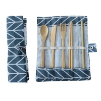 Ensemble de couverts de voyage en bambou réutilisables couteau pailles cuillère fourchette baguettes en bambou