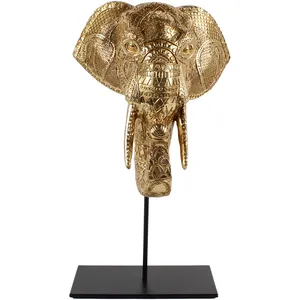 Luz nórdica lujo oro resina elefante restaurante decoración pieza probóscide cabeza de elefante decoración del hogar