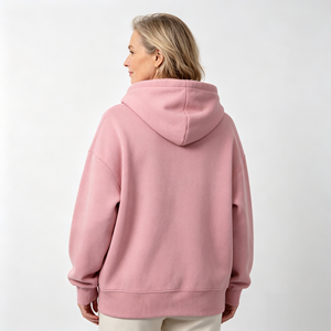 Sweat-shirt à capuche en polaire rose pour femmes, coupe courte, logo personnalisé, vêtements décontractés d'hiver - Product Image 3