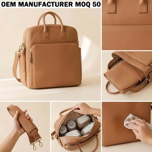 Manufacturer OEM Custom Vegan Leather Diaper Backpack Maternity <strong>Baby</strong> Infant <strong>Rucksack</strong> Convertible Changing Diaper Bag for <strong>Baby</strong> - Product Image 1