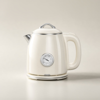 Nouvelle conception Bouilloire électrique en acier inoxydable à double paroi 1,5 L avec arrêt automatique et protection anti-chauffe à sec pour la maison et l'hôtel