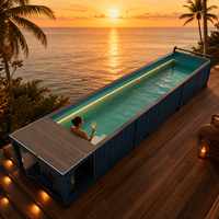 Piscine de luxe en conteneur de 20/40 pieds, piscine extérieure préfabriquée en acier pour villas, complexes balnéaires et gîtes, avec pompe à chaleur