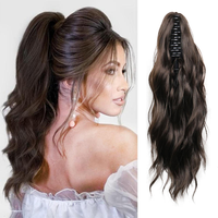 Extensions de cheveux bouclés à tresser, queue de cheval à pince effet vague d'eau, extensions de cheveux synthétiques, application facile, vente en gros