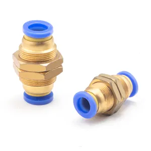 PM Diaphragm straight joint pneumatic quick insertion gas pipe cylinder threading plate external thread copper