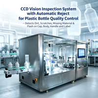 Système d'inspection visuelle automatique CCD pour la détection des défauts des bouteilles en plastique : taches, rayures, coupures, tri par flash