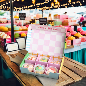 Caja Cuadrada Personalizada para Llevar, <span class=keywords><strong>Mini</strong></span> Docena de Mochi, Galletas y Donuts, Postre Dulce con Recubrimiento de Resina de Doble Cara y Logotipo - Product Image 2