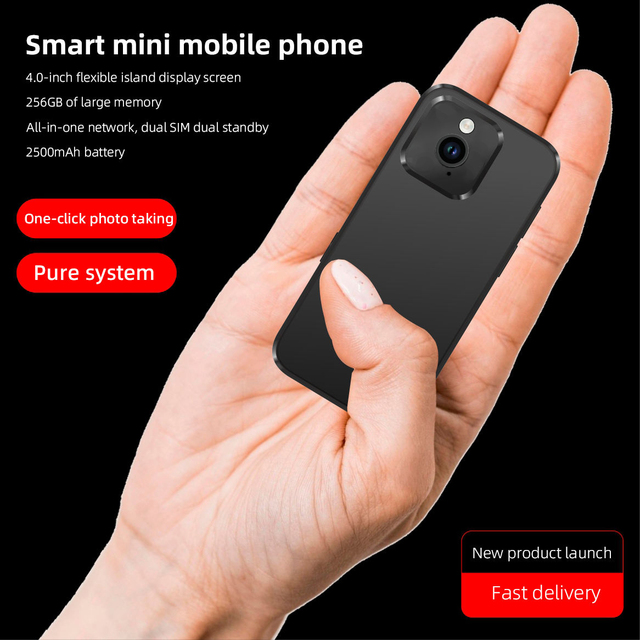 Wholesale Mini Smartphone 4Inch Android 12 Octa Core 4GB+64GB Type-C Dual SIM Unlocked 4G Mini Phone