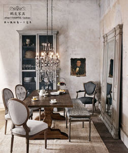 Silla francesa <span class=keywords><strong>Luis</strong></span> Xv moderna pierna de madera acento sin brazos sillas fantasma Vintage Silla de comedor de tela - Product Image 2