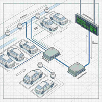 Système de guidage de stationnement EBO-TECH IA3U-1 pour empileur de voitures en acier multi-étages à sens unique avec affichage de comptage au niveau du sol et ultrasons extérieurs