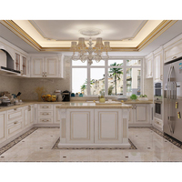 Usine chinoise de luxe, meubles de cuisine, design d'île, maison d'appartement, haut de gamme, couleur blanche, armoires de cuisine en bois massif