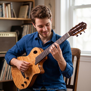 Guitarra Acústica Silenciosa de 39 Pulgadas, Totalmente de Madera Sólida, Abeto Engelmann y Okoume, Guitarra Eléctrica para Interpretación Profesional - Product Image 6