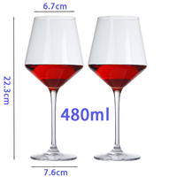 Vente en gros de verres à vin rouge carré pour cocktail créatif Martini à cylindre droit unique à longue tige de haute qualité faits à la main