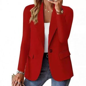 秋の新作、長袖無地シングルボタン織りブレザー（女性用） - Product Image 3