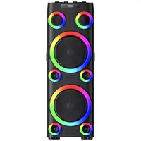 Speaker Pesta Kayu BKK OEM 500W RMS Dual 12 Inch dengan Lampu LED RGB, Sistem Suara Karaoke BT