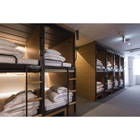 Lit Modulaire de Type Capsule d'Hôtel JZD Factory, Cadre de Lit King Size, Lits Superposés Doubles avec Rangement, Lits Simples pour Adultes