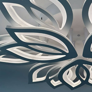 Lámpara de techo interior para sala de estar de dormitorio negro de perfil bajo, hermosa lámpara de techo brillante acrílica cuadrada clásica para sala de exposición - Product Image 5