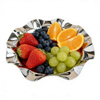 Assiette à fruits minimaliste en acier inoxydable 304 de haute qualité, motif feuille de lotus, pour hôtel, maison, table à manger, salon, collations