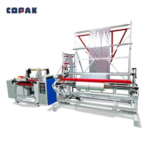 Plastic stretch films roll folding and rewinding machine, automatic