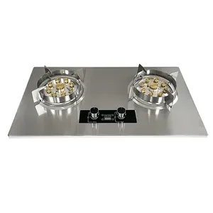 wholesale price high power 2 brass copper burner gas stove with timer